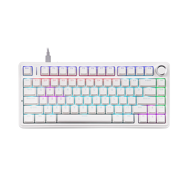 کیبورد گیمینگ مکانیکال سیم دار Aula مدل F75 سفید سوییچ قرمز